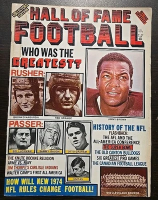 Revista de fútbol americano del Salón de la Fama verano 1974 Jim Brown vintage NFL  Foto 1 de 2