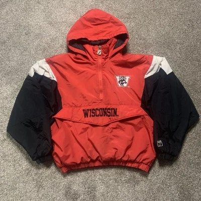 Vintage Men’s Size XL Logo 7 Wisconsin Badgers Red Embroidered Puffer Jacket - Image 1 of 4