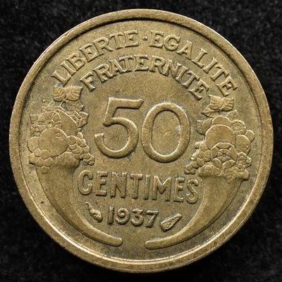 France 50 Centimes 1937, Coin, Inv#J540 - Image 1 of 2