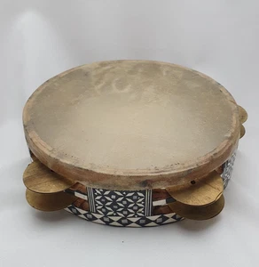 Riq Tamburin Retro arabische Trommel  Schellen Vintage Ziegenhaut Tambourin 21cm - Bild 1 von 12