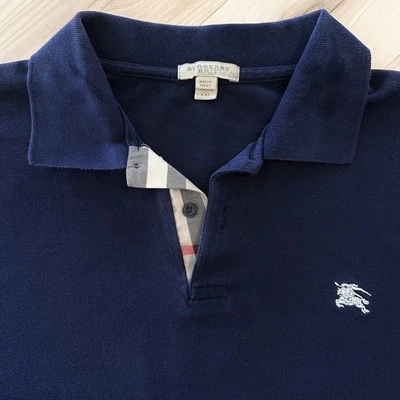 Burberry Brit Mens Navy Blue Nova Check Size 2XL Short Sleeve Polo Shirt - Image 1 of 4