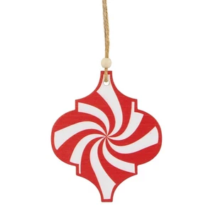 Northlight 4.5" Red and White Candy Cane Swirl Bauble Wooden Christmas Ornament - Picture 1 of 4