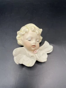 Vintage 1995 Cracket Engel Cherub Kopf handbemalt Keramik hängend Wandschmuck - Bild 1 von 13
