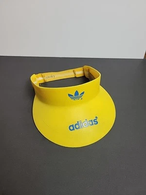 De colección 1975 Adidas Trifolio Plástico Duro Amarillo Azul Visera Retro Gorra Difícil de Encontrar Foto 1 de 4