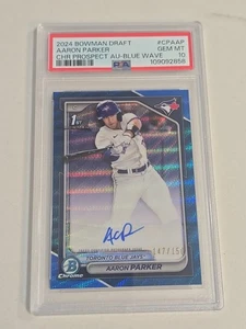 Aaron Parker 2024 Bowman Draft Chrome 1st Blue Wave Prospect Auto /150 Blue Jays - Picture 1 of 5