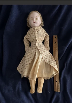 Antigua muñeca alemana de cera con ojos azules para dormir 17" cera sobre PM sin marca original Foto 1 de 4