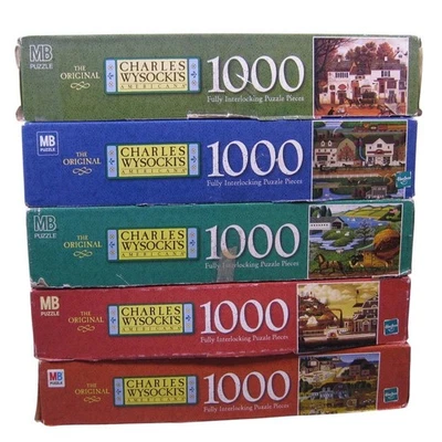 Lote de 5 rompecabezas vintage Milton Bradley Charles Wysocki 1000 piezas Foto 1 de 4