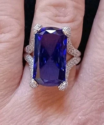 全新! 大量!!! JTV Charles Winston SZ 7 坦桑石 CZ Bella Luce 925 银戒指 — 第 1/4 张图片