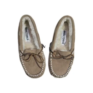 Minnetonka Mokassin Damen Wildleder Kunstfell gefüttert Hausschuhe Gr. 5 M Luxus  - Bild 1 von 5