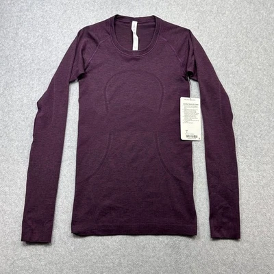 Женская футболка Lululemon Swiftly Tech LS 4 сливы черная с длинным рукавом отверстия для пальцев - Изображение 1 из 4