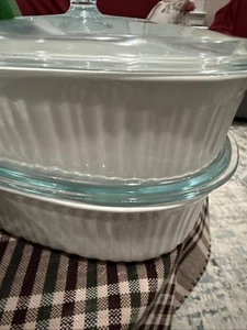 3XCorning Ware French White 2.5 Quart 8.5”x11" 3” Oval Roaster Casserole W/LID - Picture 1 of 19