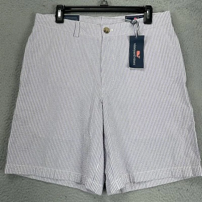 Pantalones Cortos Vineyard Vines Club Seersucker Para Hombres 32 Rayas Púrpura Caquis Clásicos NUEVO Foto 1 de 4