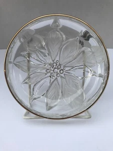 Plato de caramelo redondo con flor de pascua de Navidad transparente y dorado/bandeja de ceniza de vidrio grueso - Imagen 1 de 7