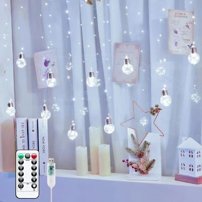 185LED Wishing Ball Curtain Lights Fairy String Lights with Remote for Christmas - Image 1 of 4