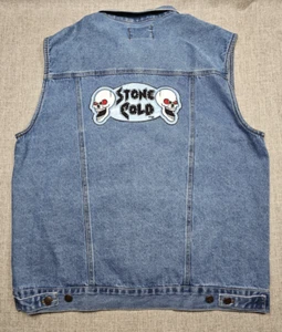 VINTAGE WWF Vest Mens XL Stone Cold Steve Austin Attitude 90s Wrestling Denim - Picture 1 of 9