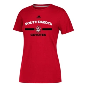 South Dakota Coyotes NCAA Adidas Women's Sideline Arch Red Climalite T-Shirt - Picture 1 of 1