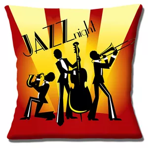 "NUEVO De Colección Retro Jazz Silueta Nocturna Trío Amarillo Rojo 16" Funda de Almohada Cojín - Imagen 1 de 3