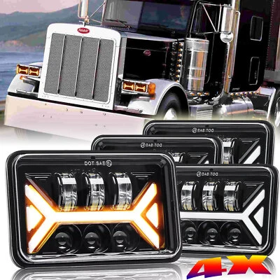 Faros LED 4x6 haz alto/bajo DRL H4 para Kenworth Peterbilt 359 379 378 PUNTO 4 piezas Foto 1 de 4