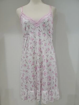LAURA ASHLEY Women's M Lace Trim Floral Chemise NWT Stretch Fabric Nightgown - Image 1 of 4