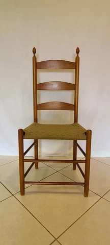 Vintage Shaker Shoppe 3 Slat back side chair w/ woven tape seat Cover