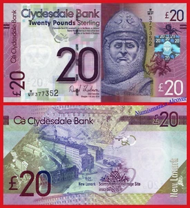 ESCOCIA CLYDESDALE SCOTLAND 20 Libras pounds 2014 Pick 229Kd SC / UNC - Imagen 1 de 1