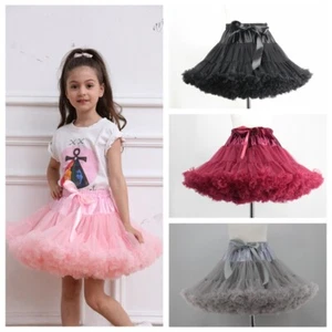 Kids Girl Lolita Tutu Skirt Ruffle Crinoline Underskirt Ballet Dance Cosplay - Picture 1 of 26