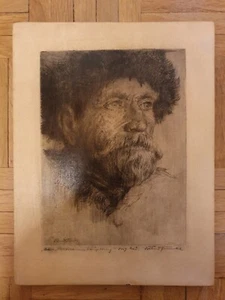 Schönes Bild auf Holz / Titel Partisanenhäuptling 26x20cm - Bild 1 von 4