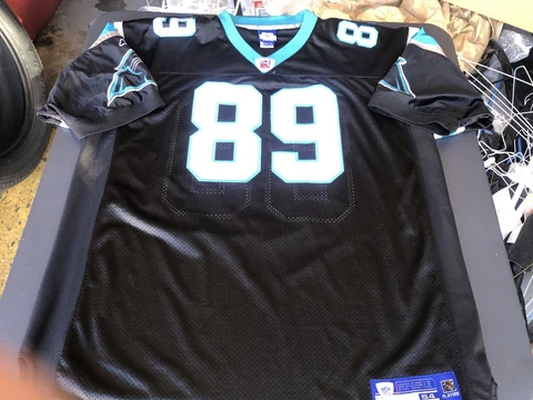 100% Authentic Reebok Carolina Panthers #89 Steve Smith Jersey Size 54 Black Cover
