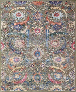 Designer Reserve Art Floral Hand-Knotted Wool and Silk Rug 4'6" x 6'6" - Picture 1 of 6