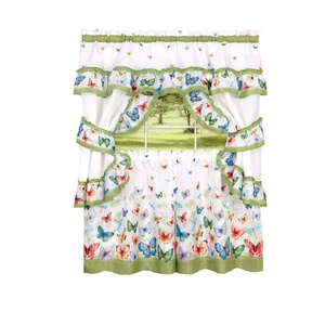 Butterflies Prairie Complete 5 Pc. Cottage Kitchen Curtain Set - Assorted Sizes - Picture 1 of 1