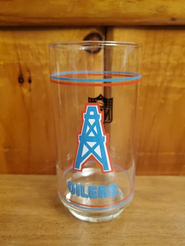 Vintage Houston Oilers Glass 1990'S MOBIL NFL Oil Rig Cover