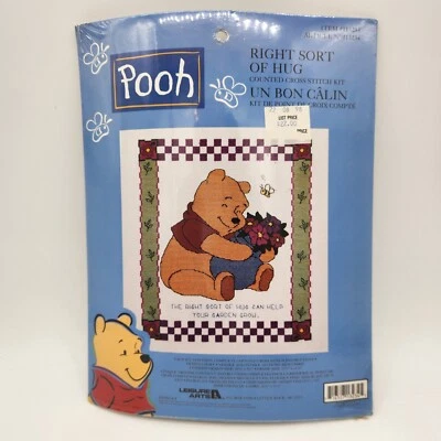 New DISNEY POOH Right Sort Of Hug Counted Cross Stitch Kit Leisure Arts # 113324 - Image 1 of 4