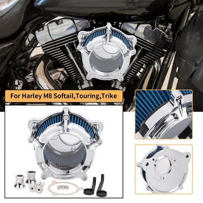 Filtro de admisión azul filtro de aire transparente para Harley Ultra Limited FLHTK Tri Glide Foto 1 de 4