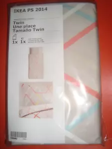 Ikea PS TWIN Duvet Cover w/ Pillowcase Bed Set Soft Tan Orange Yellow Blue Snaps - Picture 1 of 6