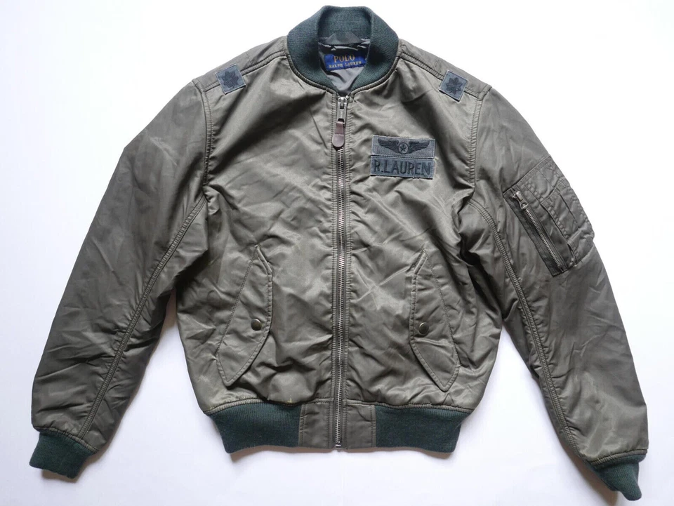 Polo Ralph Lauren Jacket Military Bomber Field Patches Olive Distressed RARE S L - Image 1 of 1