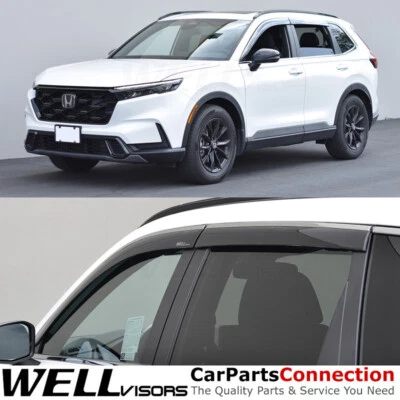 Wellvisors For 2023-2024 Honda CR-V Rain Guards Window Visors Vent Chrome Trim - Image 1 of 4