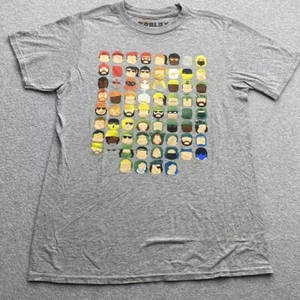 Roblox Character Grid T Shirt Boy Youth Large Short Sleeve Gray Online Game - Picture 1 of 6