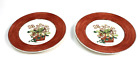 LOT /2 Wedgwood Queen's Ware Sarah's Garden Salad Plates 8-1/4" Terracotta Rim