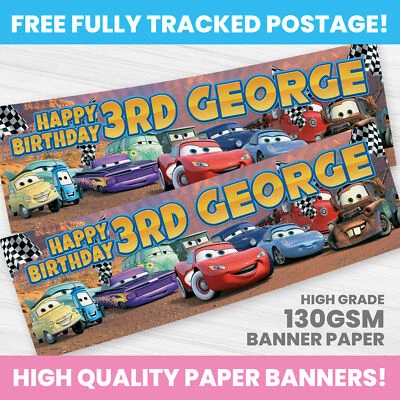 BANNERS DE DECORAÇÃO DE FESTA CARROS PERSONALIZADOS CARROS DE ANIVERSÁRIO DA DISNEY - Imagem 1 de 3