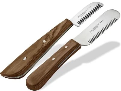 Profi Trimmmesser Set Fein + Grobe Zahnung Messer Hunde Fell Kamm Fellpflege