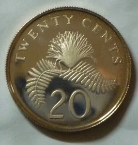 1988 SINGAPORE - 20 CENT - POWDER PUFF PLANT - PROOOF SILVER - 15,000 pcs - RARE - Picture 1 of 10