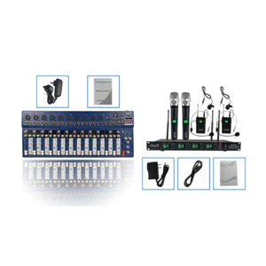 14-Kanal Audio Mixer BT Funktion Aufnahme Mixing 4 Kanal UHF DJ Mikrofon - Bild 1 von 12