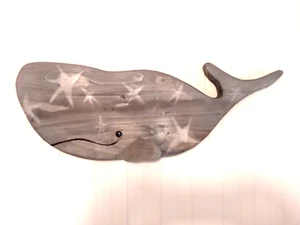 Hand Crafted Wooden Whale Coastal Wall Art - Picture 1 of 5