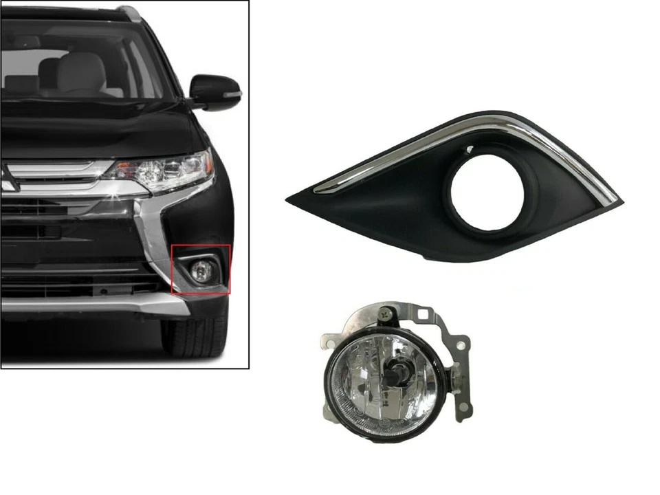 Fits 2016-2020 Mitsubishi Outlander Front Bumper Fog Light W Cover Bezel Left - Image 1 of 4