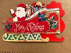Vintage Foldable Cardboard Santas Sleigh - Merry Christmas