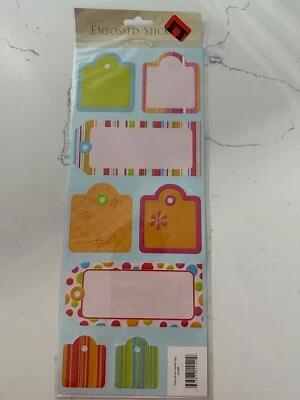 Marcella by Kay Embossed Stickers Super Bright Journal Tags 8PC Scrapbooking - Image 1 of 4