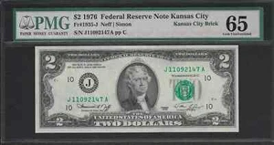 1976 $2 Small Size $2 Federal Reserve Notes 1935-J PMG 65 EPQ - Picture 1 of 1