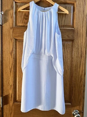 NWT Halston Dress Shirred Front Breeze 10 Light Blue Chiffon Draped Short Fairy - Image 1 of 4