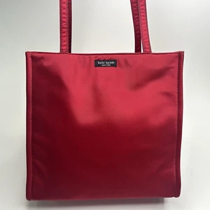 Bolso de Hombro KATE SPADE Sam Box Rojo Nylon Grande China Cierre con Cremallera Icónico - Imagen 1 de 10