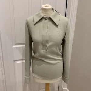 OFF-WHITE c/o VIRGIL ABLOH Krepp Top Bluse IT40 US4 UK8 S Cut-Out Logo - Bild 1 von 13